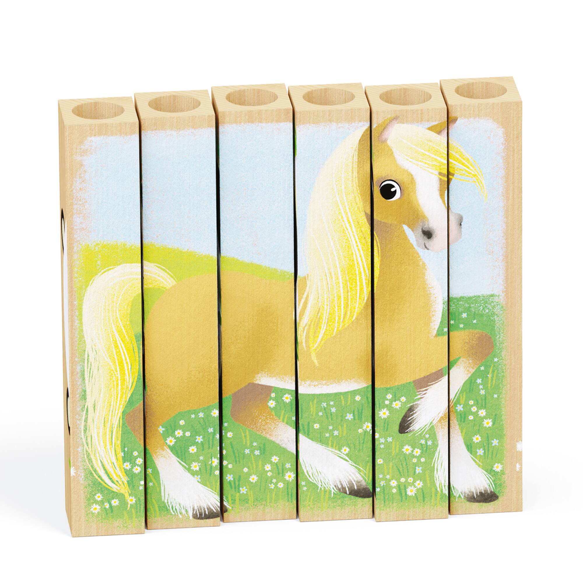 Quercetti® Baby Farm Animals Mix-N-Match Wood Puzzle